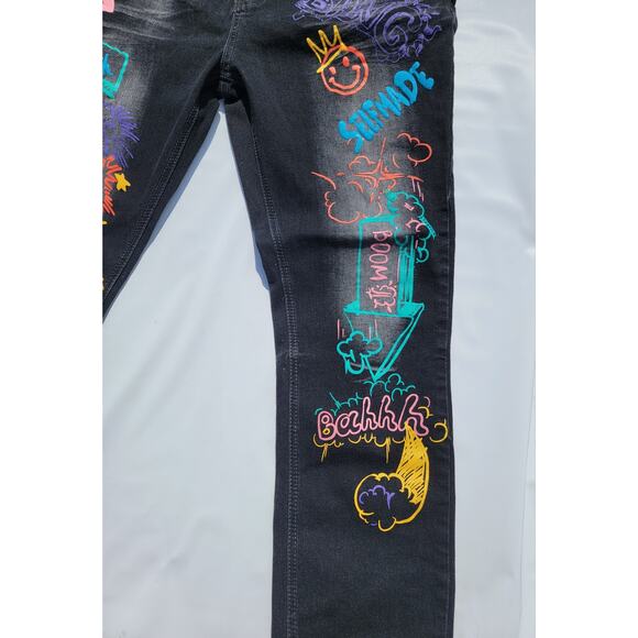 Switch Remarkable Jeans Mens 38x30 Black Paint Splatter Whiskers Hip Hop Denim - Picture 5 of 10